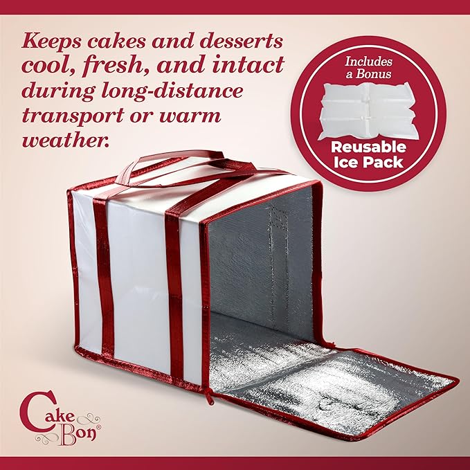 Cakebon 8" Insulated Cake Bag with Ice Pack Cooler Carrier 1Pack