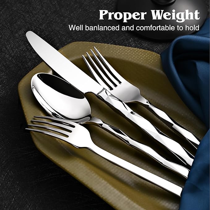 40 Piece 18/10 Silverware Set, Stainless Steel Flatware Cutlery set for 8