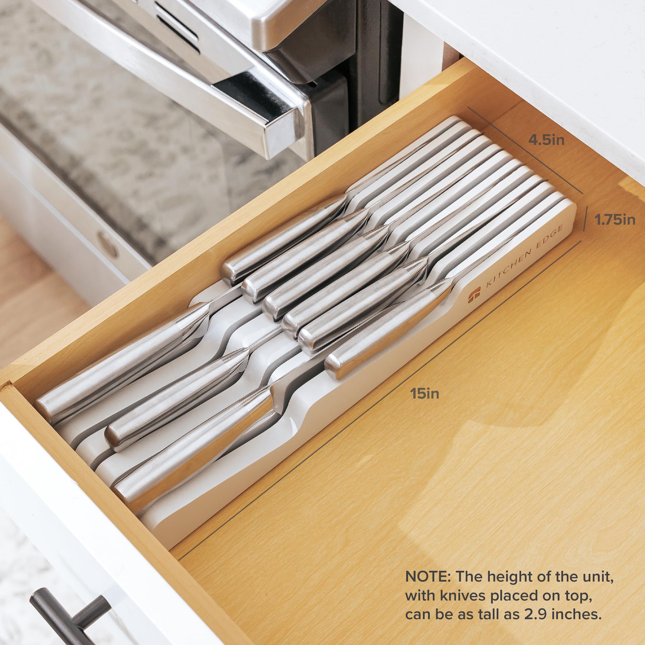 KitchenEdge In-Drawer Knife Block Holder, 11 Slots, White