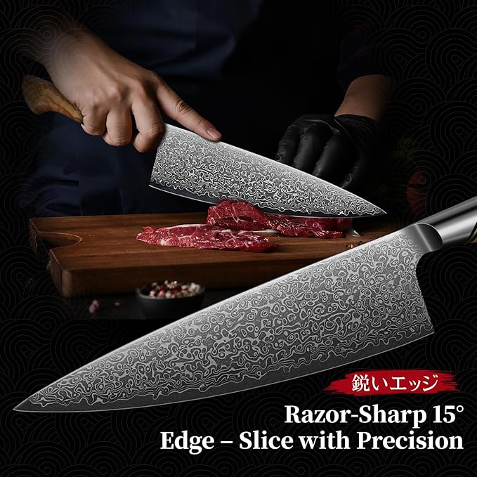 TIVOLI Damascus Chef Knife – Japanese VG10 Professional Kitchen Knife