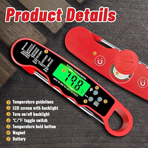 Meat Thermometer Digital, Instant Read Digital Meat Thermometer