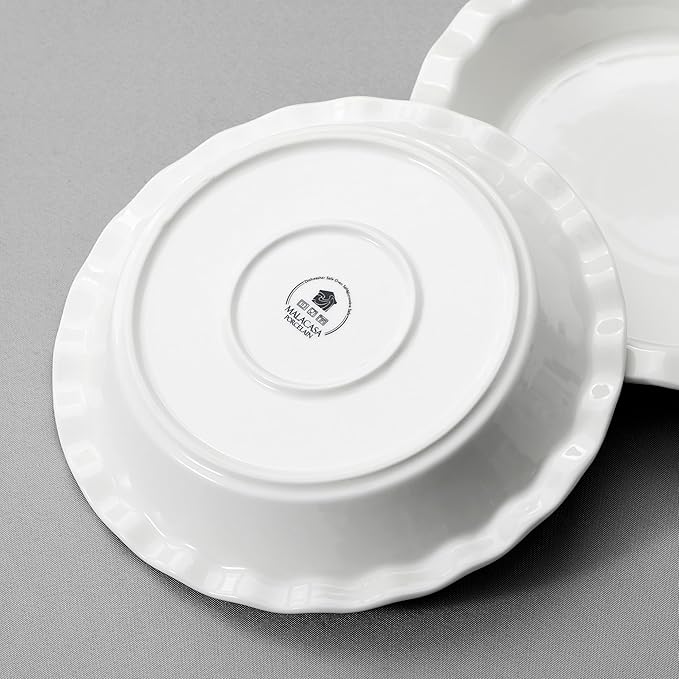 MALACASA 40 Oz Ceramic Pie Pan 9 Inch, Fluted Pie Dish for Quiche