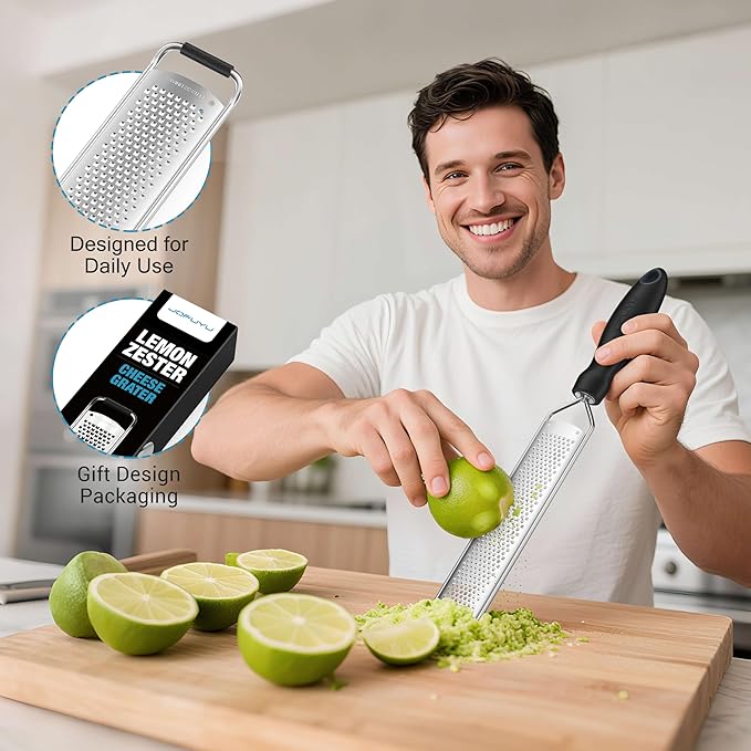 Lemon Zester & Cheese Grater, Premium Stainless Steel Citrus Zesting Tool