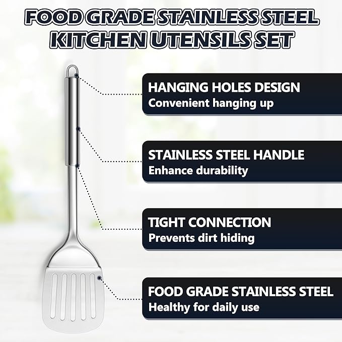 E-far Stainless Steel Cooking Utensil Set, 39-Piece Metal Kitchen Utensils