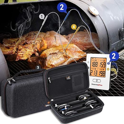 Aproca Case Compatible with ThermoPro TP25 / TP910 650FT Wireless Meat Thermometer, Storage Portable Bag for Accessories (Case Only)