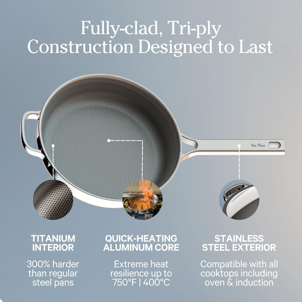 Our Place Mini Titanium Pro Cookware Duo | 6-Piece Tri-Ply Titanium Cookware Set with Always Pan Pro & Perfect Pot Pro | Non-Toxic No-Coating Nonstick | Induction & Oven-Safe up to 750°F | Gold