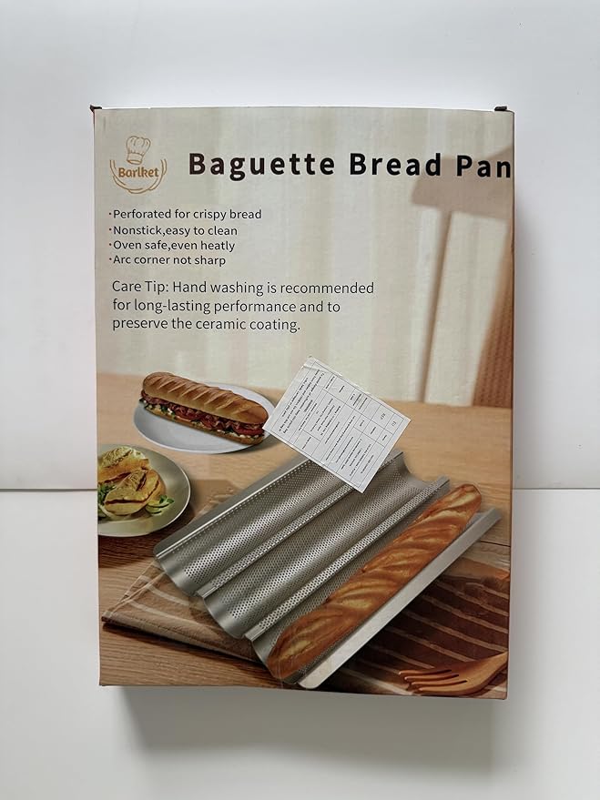 Barlket Baguette Pan 2 Pack, Silver Baguette Tray Perforated for Home Baker