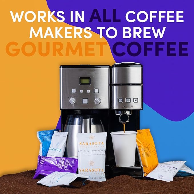 Coffee Packets Bulk 2 oz | Pre-Measured Ground Coffee Frac Packs | 12-Cup Drip Brewer Bags | Medium Roast, Colombian & Dark Roast Variety | 100 Count