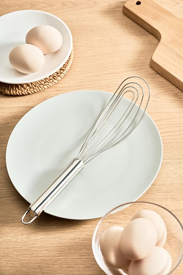 TAFOND 10.63" Stainless Steel Flat Whisk,Egg Beater for Blending,Whisking,Beating,or Stirring for Home and Kitchen