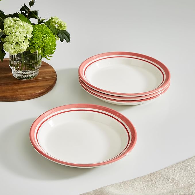 Portmeirion Potter's Stripe Salad Plate - Red, Set of 4