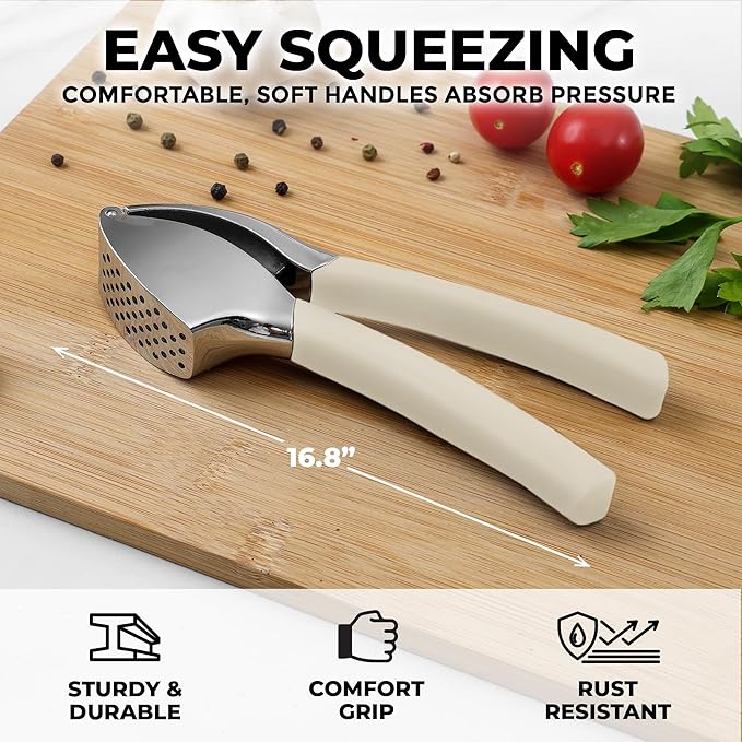 Zulay Kitchen Metal Comfort Grip Garlic Press