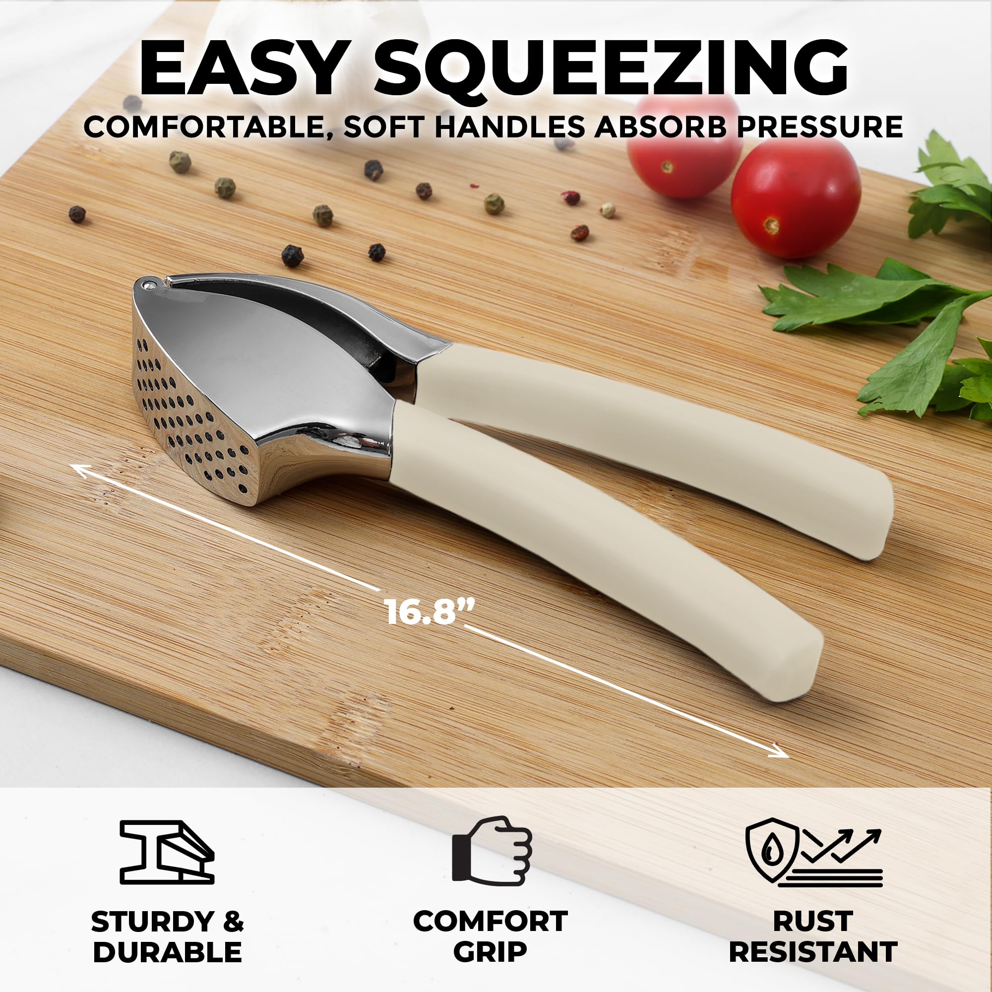 Zulay Kitchen Metal Comfort Grip Garlic Press