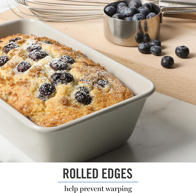 Martha Stewart Gallen 9 Inch Nonstick Carbon Steel Loaf Pan – Cool Grey, Durable Bakeware for Even Baking and Easy Release