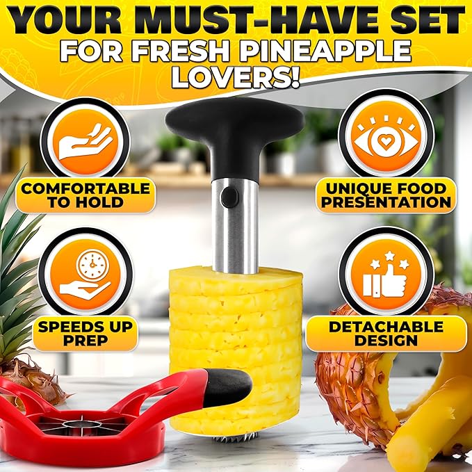 Pineapple Corer and Slicer, 9.1 In, Stainless Steel, Food-Grade