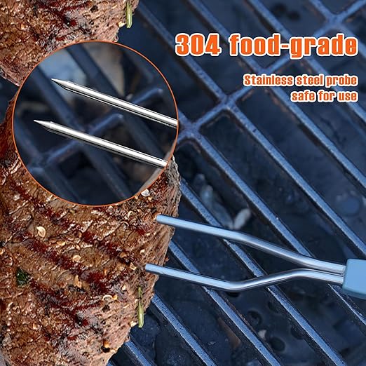 lfcforldx Meat Thermometer Fork for BBQ & Grilling – Instant Read Food Thermometer with Preset Meat Temperatures, Long Heat-Safe Handle, Backlit LCD for Steak, Chicken & Outdoor Cooking, Black