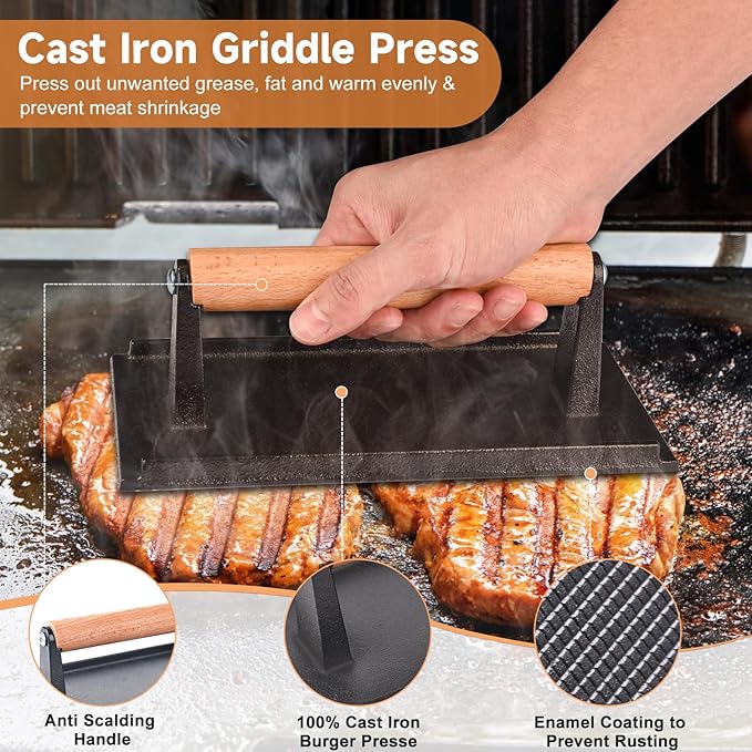 Latiret Griddle Accessories Kit, 27Pcs Grilling Accessories Set for Blackstone and Camp Chef, Flat Top Griddle Accessories Set with Scraper, Enlarged Spatulas, Basting Cover for BBQ