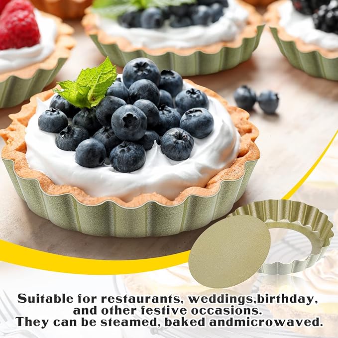 Tessco for you 16 Pcs Mini Tart Pans for Baking, Gold Round