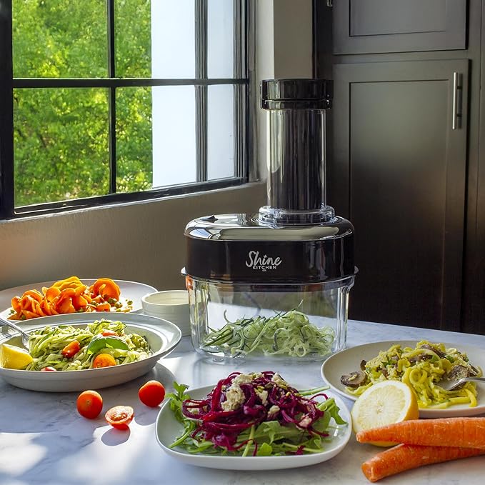 Shine Kitchen Co. SES-100 Electric Vegetable Spiralizer with No Slip Veggie Grip