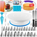 RFAQK 230PCs Cake Decorating Supplies Kit, Cake Decorating Set with Cake Turntable, Piping Bags and Tips, Modeling Tools, Cookie Plunger Cutters, Icing Smoother & Other Accessories for Cake Decoration
