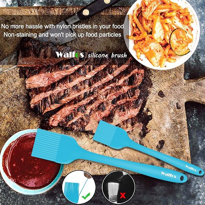 Walfos Silicone Basting Pastry Brush, 600℉ Heat Resistant Pastry Brush for BBQ Grill Baking Kitchen Cooking, BPA Free and Dishwasher Safe