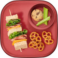 Madesmart Dipware Reusable Dining Plate, Serving Tray for Appetizers and Snacks, Sandwiches, Hummus, Sauces, Stackable & Removable Dip Bowl, Red