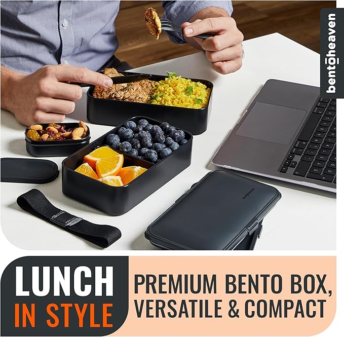 Bentoheaven Bento Box Adult, Stackable Lunch Box, 40 oz, Outer Space