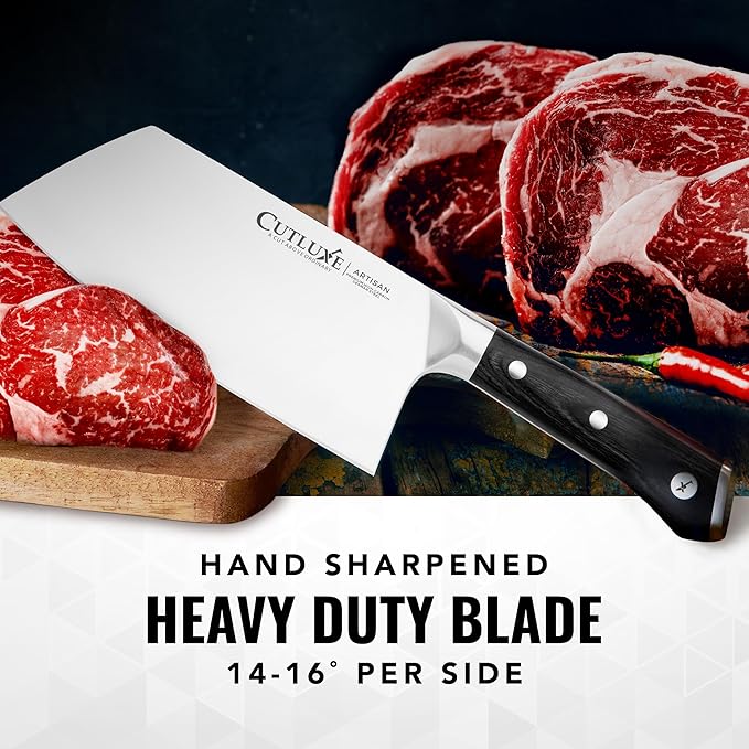 Cutluxe Meat Cleaver Knife, 7" Heavy Cleaver Butcher Knife – German Steel