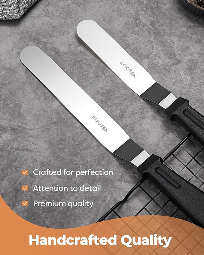 Kootek Angled Icing Spatula, Stainless Steel Offset Spatula, 6" & 8"