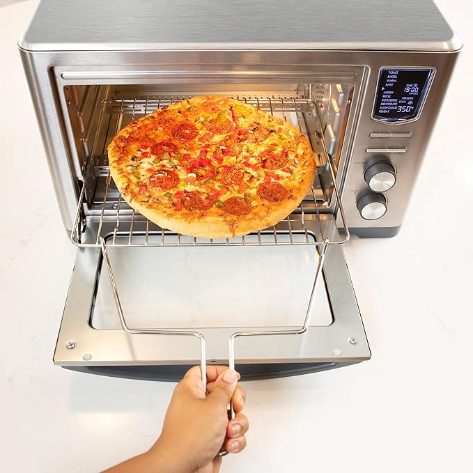 Kenmore Digital 11-In-1 Air Fryer Toaster Oven Combo 25 Qt Convection Rotisserie Dehydrator Bake Broil 1800 Watts 80°-450°F Temp Controls Top & Bottom Heater Adjustments Stainless Steel Large Capacity