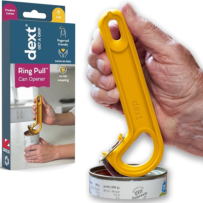 Dext - Ring Pull Can Opener, Pop Can Opener for Seniors, Arthritis, and Parkinson’s, Easy Open, Ergonomic Handle with Comfortable Grip. Perfect for Soda, Pet Food, and More (Apricot)