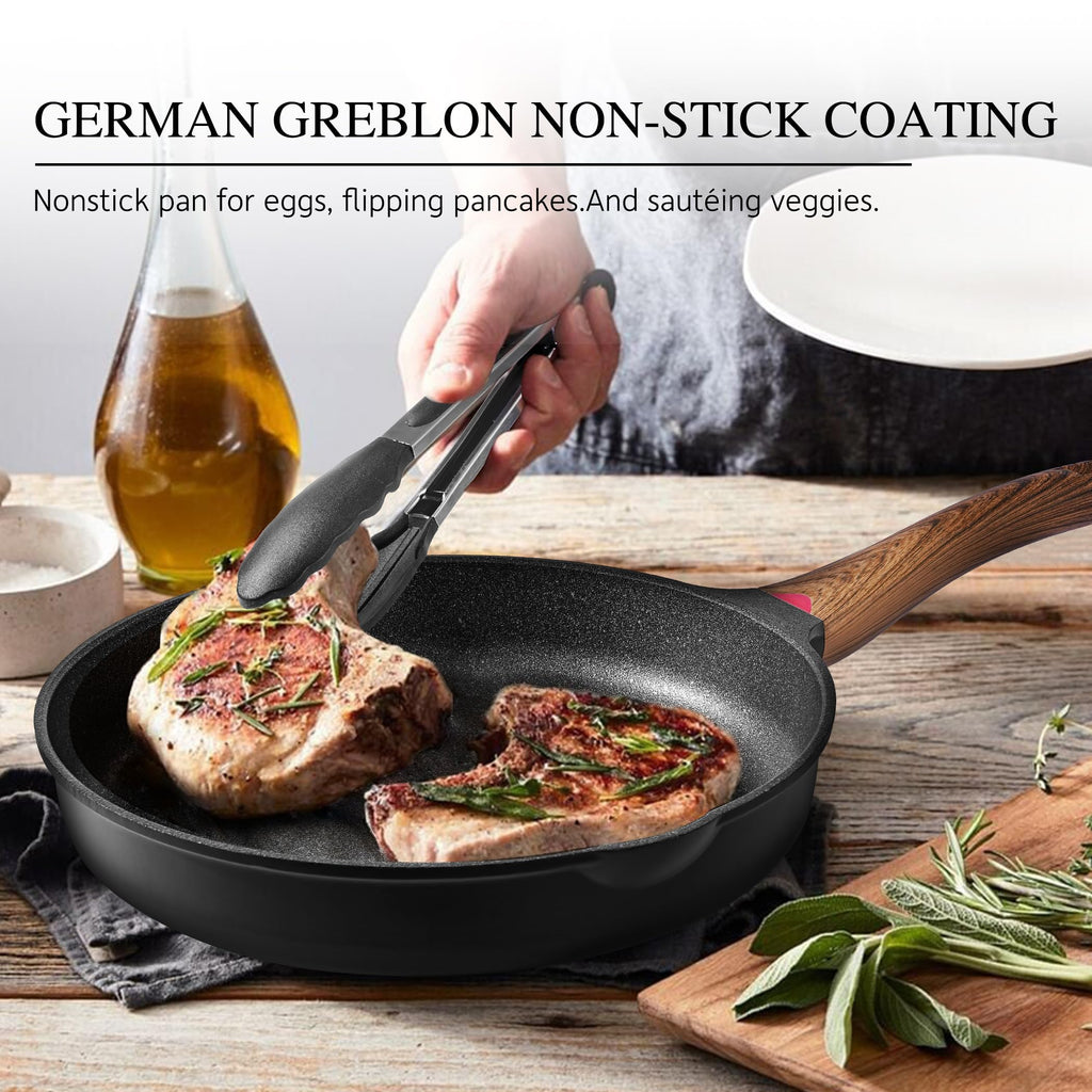 Vinchef 11 Inch Black Nonstick Frying Pan Skillet with Lid