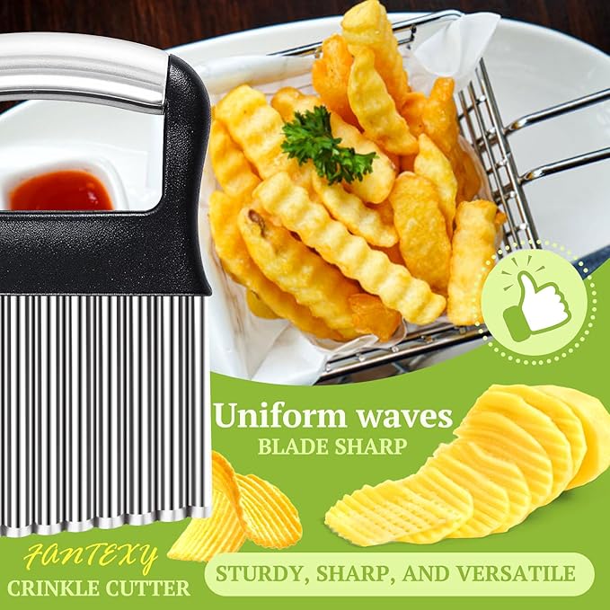 FANTEXY Crinkle Cutter, Stainless Steel, Black