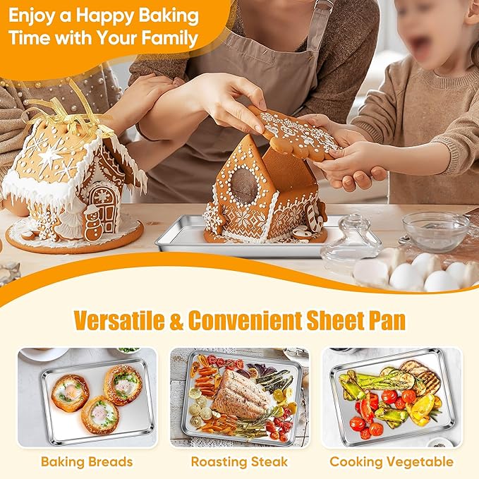 Homikit 1 Pack Mini Stainless Steel Baking Sheet, Non Stick