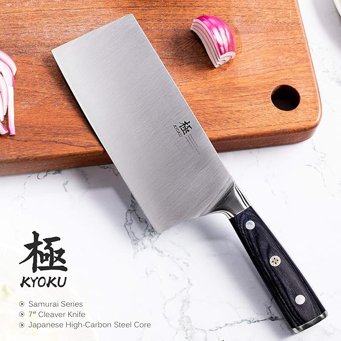 KYOKU 7" Cleaver Knife - Japanese High Carbon Steel Meat Vegetable Knife