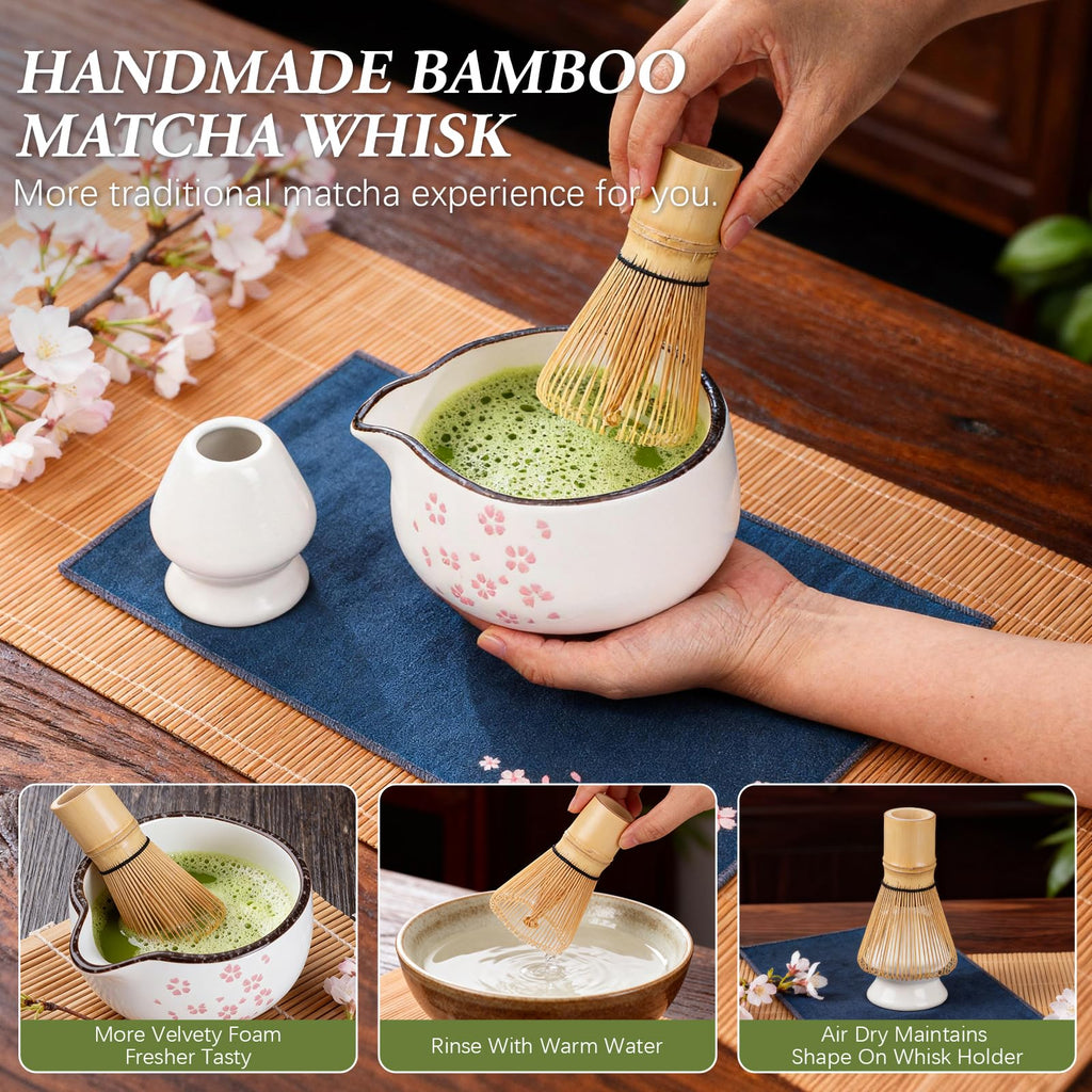 Matcha Whisk Set 7 Pcs Matcha Bowl Bamboo Whisk Kit Gift for Tea Lovers
