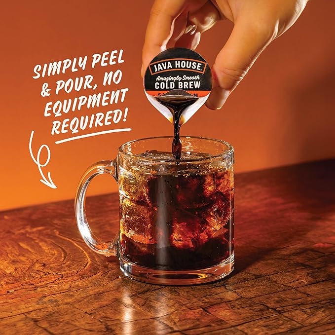Java House Cold Brew Coffee, Sumatran Dark Roast Coffee Concentrate Liquid Pods, 6 ct