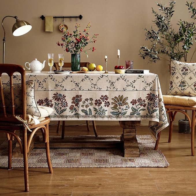 patdrea Vintage French Linen Tablecloth,Rectangular,79"x55"-Oliveirad