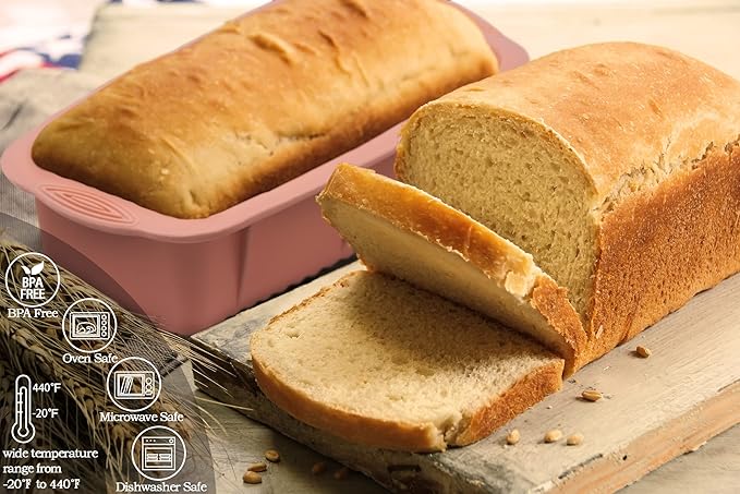 Baocuan 3 pack Silicone Bread Loaf Pans - Baking Mold For Baking Cakes,Brownies,Long loaf of bread Cheesecakes,Homemade Cakes Breads,Meatloaf,Ice brickand and More Set of 3 colors