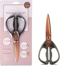 Rachel Zoe All Purpose Scissors, Scissors for Office, School or Art, Stainless Steel Sharp Shears with Large Handles, Dishwasher Safe (Green/Copper)