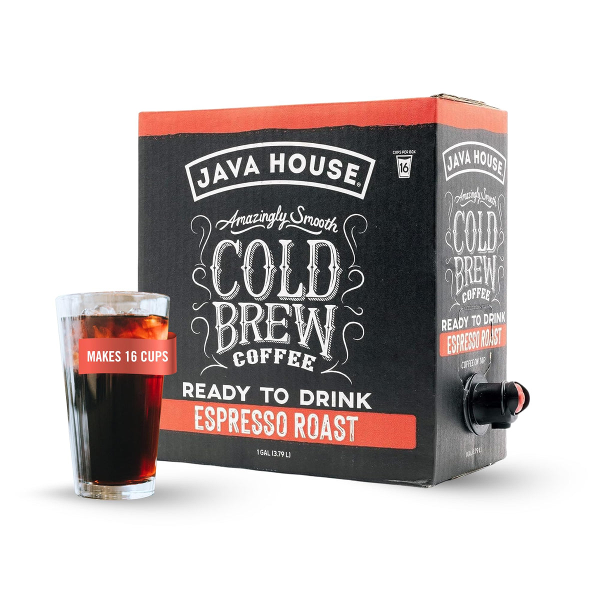 Java House Cold Brew Coffee On Tap, (128 Fluid Ounce Box) Not a Concentrate, No Sugar, Ready to Drink Liquid (Colombian Roast)