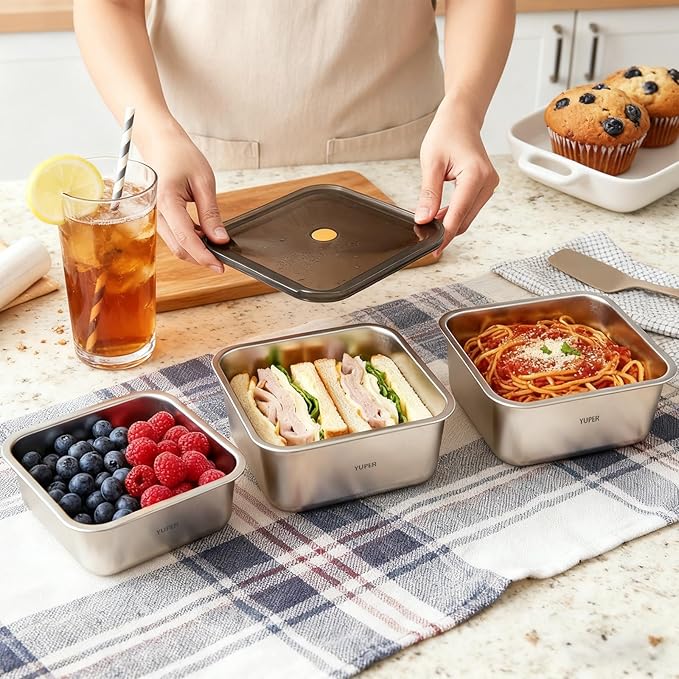 YUPER Stainless Steel Food Storage Containers, 3 Pack (40+67+88OZ)