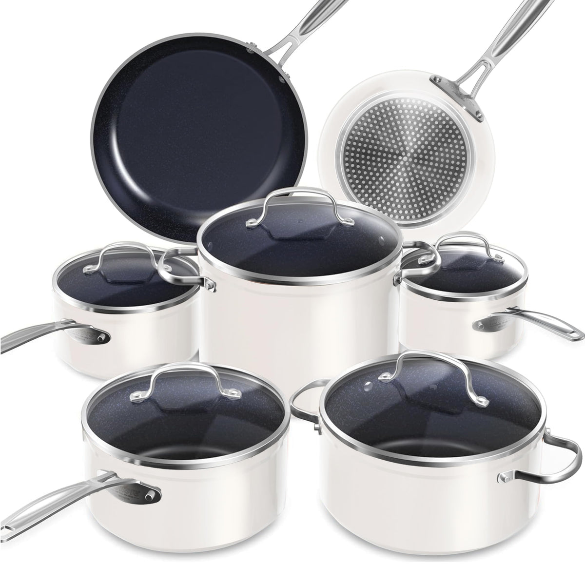 Nuwave Healthy Duralon Blue Ceramic Nonstick Cookware Set, PFAS Free