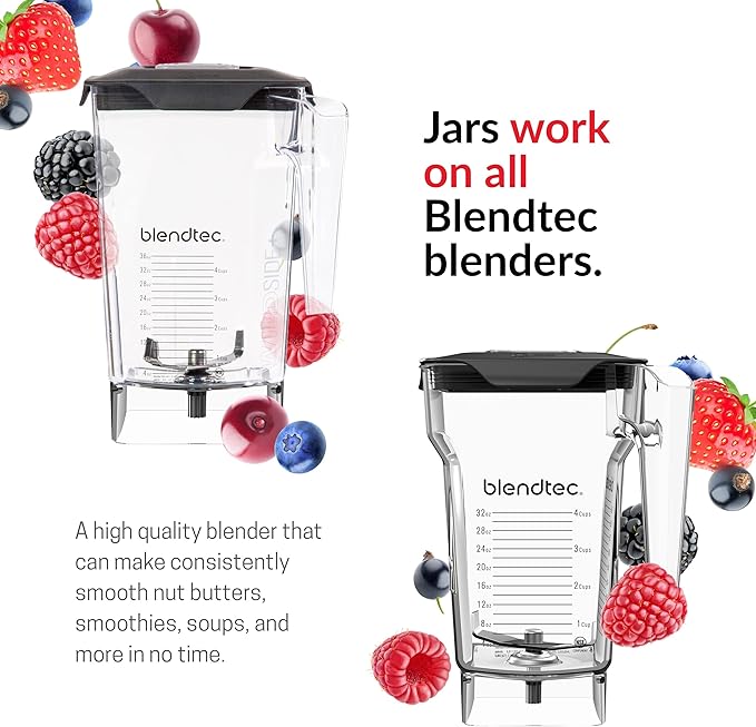 Blendtec Classic 575 Blender- WildSide+ Jar (90oz) and Four Side Jar (75oz) BUNDLE- 4 Pre-programmed Cycles-5-Speeds - Professional-Grade Power-Self-Cleaning - Poppy Red