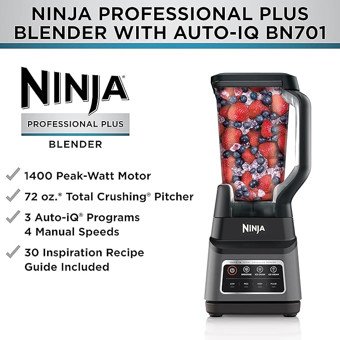 Ninja Professional Plus Blender, Auto-iQ, 1400W, 72oz Pitcher, BN701