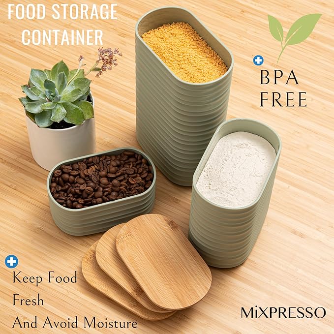Mixpresso 3 Pcs Green Canisters Sets for the Kitchen, Coffee Containers