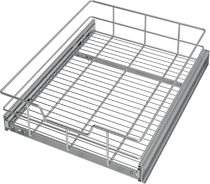 Pull Out Cabinet Organizer 15" W X 22" D, Chromed, Full Slide Out Drawers
