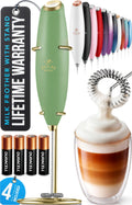 Zulay Kitchen Powerful Milk Frother Wand With Duracell Batteries - Ultra Fast Handheld Drink Mixer - Electric Whisk Foam Maker for Coffee, Lattes, Cappuccino & Matcha - Z1 Motor - Forest Gold
