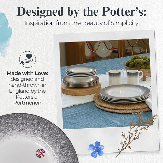 Portmeirion Potter's Mist Salad Plate - Grey, Set of 4