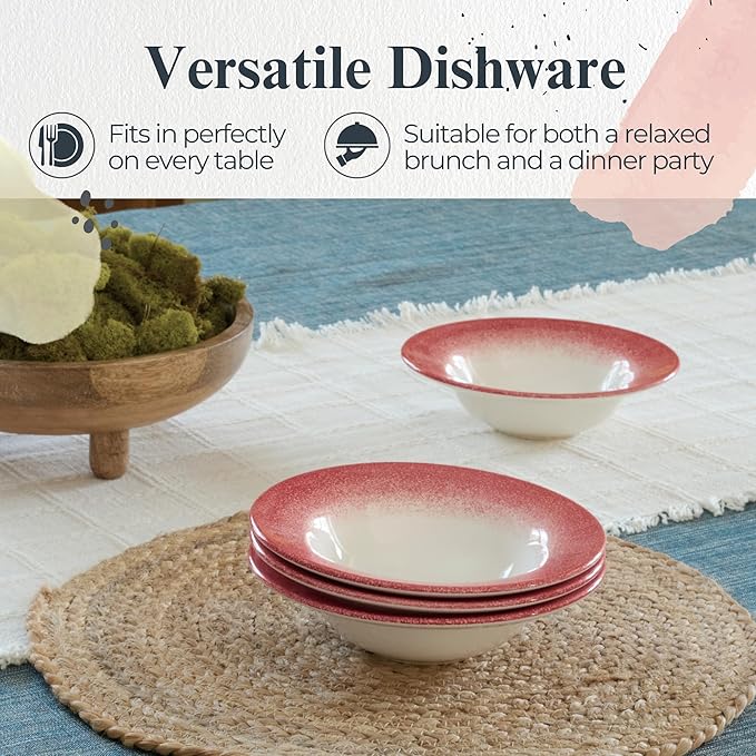 Portmeirion Potter's Mist Oatmeal Bowl - Red, Set of 4