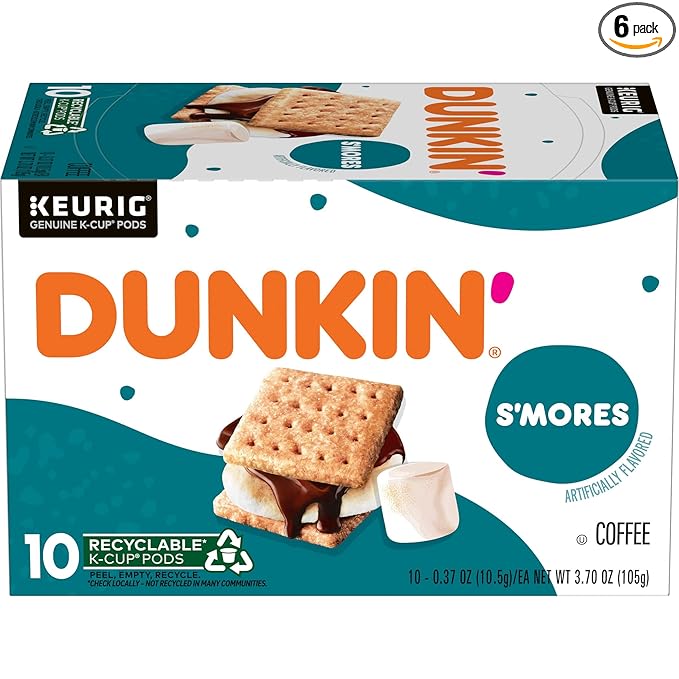 Dunkin’ S’mores Artificially Flavored Coffee, Keurig K-Cup Pods, 60 Count